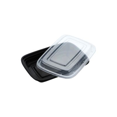 HS-R12 12oz Black Rectangular Container W/ Lid – 150 Sets