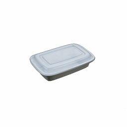 HS-R12 12oz Black Rectangular Container W/ Lid – 150 Sets