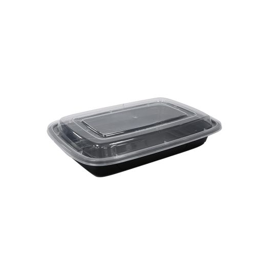 HS-R16 16oz Black Rectangular Container W/ Lid – 150 Sets