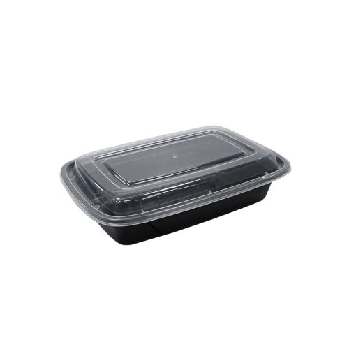 HS-R24 24oz Black Rectangular Container W/ Lid – 150 Sets