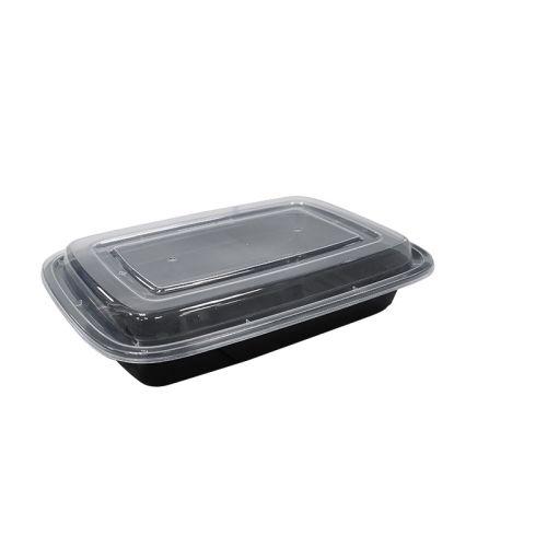 HS-R28 28oz Black Rectangular Container W/ Lid – 150 Sets