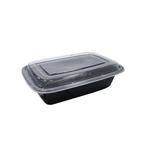 HS-R38 38oz Black Rectangular Container W/ Lid – 150 Sets