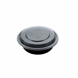 HS-Y16 16oz Black Round Container W/ Lid
